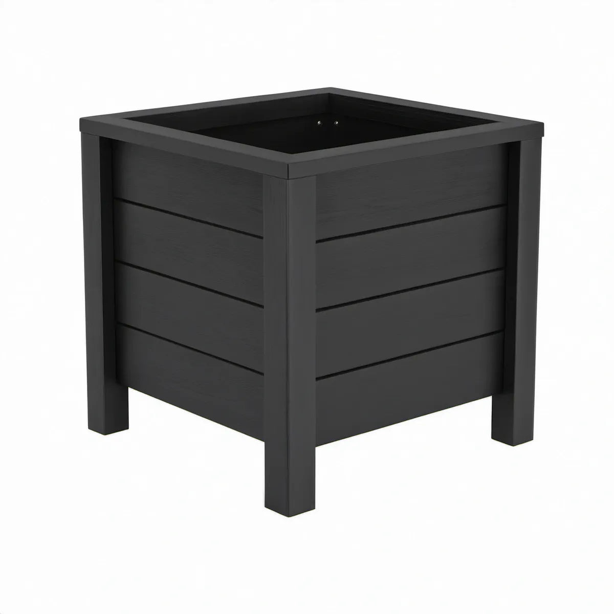 Black Raised Square Planter Box, Polypropylene, 15.7 x 15.7 x 17.7 in