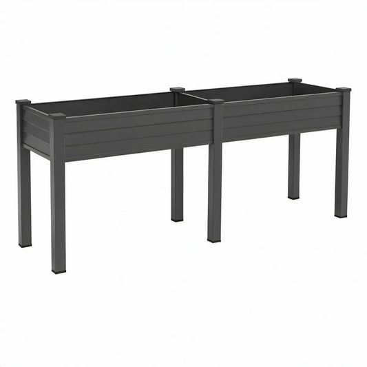 Black Elevated Steel Raised Garden Planter, 96 x 24 x 32 in