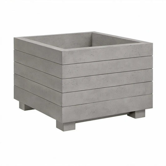 20 x 20 x 20 in Square Gray Fiber-Reinforced Cement Outdoor Planter Box